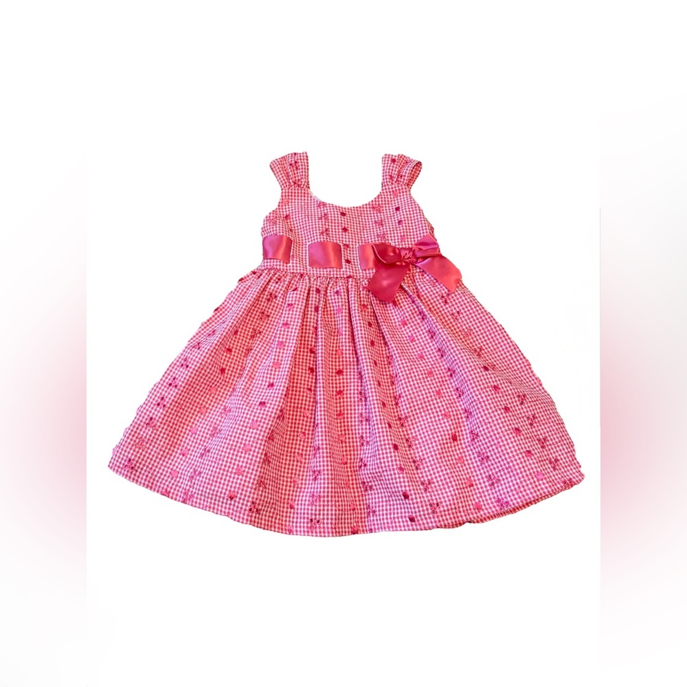 Bonnie Jean | Toddler Girl Adorable‎ Pink Checkered Dress with Bow Detail